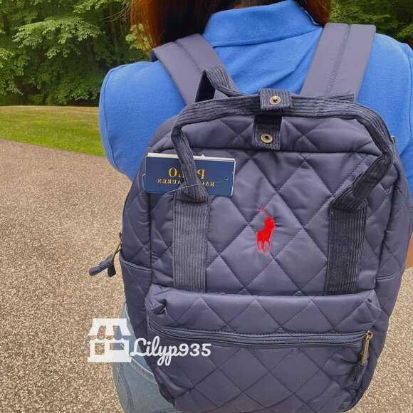 NWT Polo Ralph Lauren Quilted Nylon Backpack – Navy - Picture 3 of 7